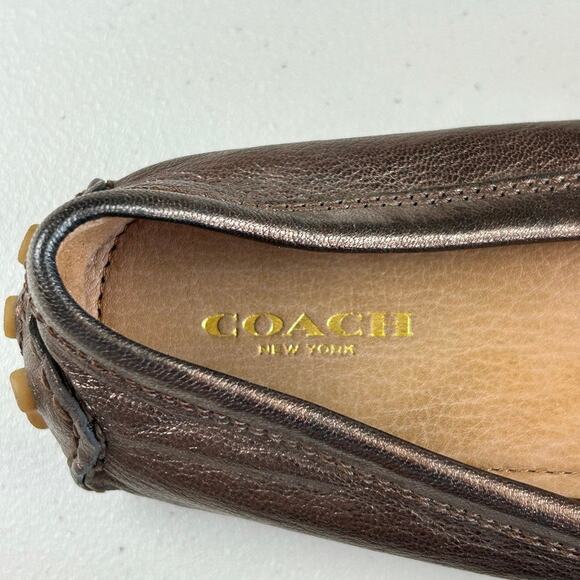 Coach Pewter "Nola" Leather Driving Moccasins Sz 7.5 Preppy Old Money - Picture 7 of 9